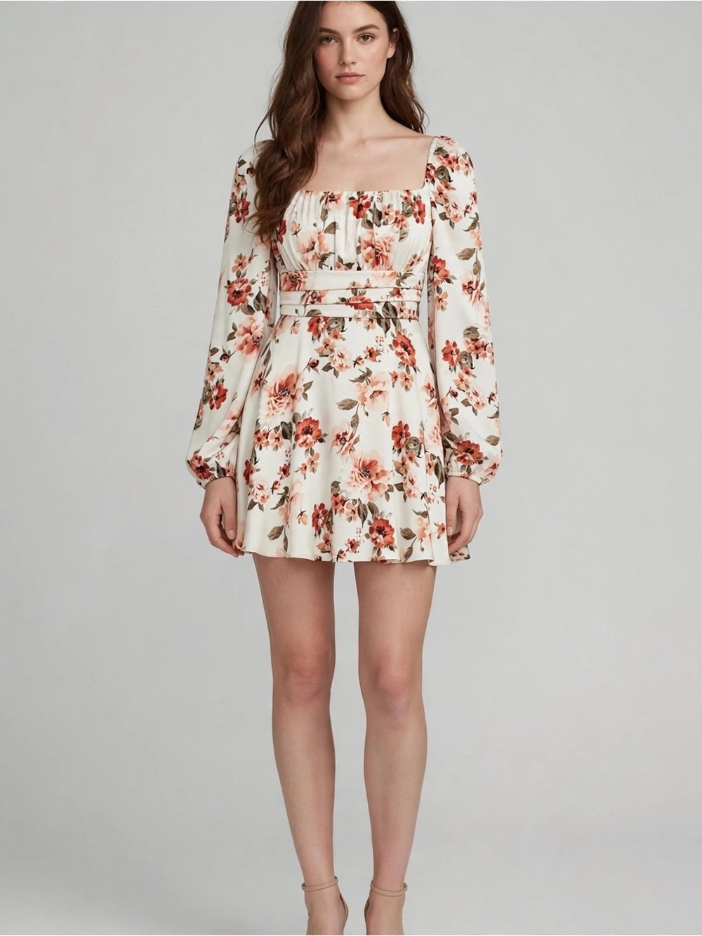 Lovely Day Floral Mini Dress in Blush Pink and Rust